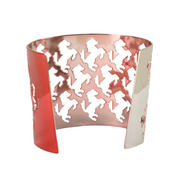 Scuderia Ferrari 100% Brass Silver & Red Pixelated Prancing Horse Cuff Bracelet - Picture 4 of 6
